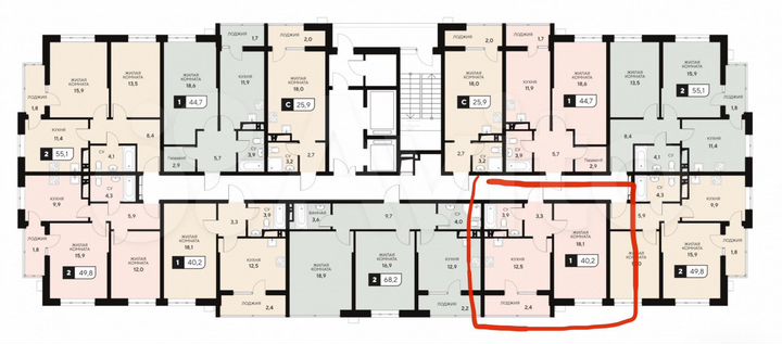 1-к. квартира, 40,2 м², 13/15 эт.