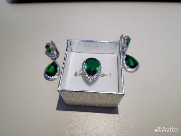 Серьги и кольцо серебро