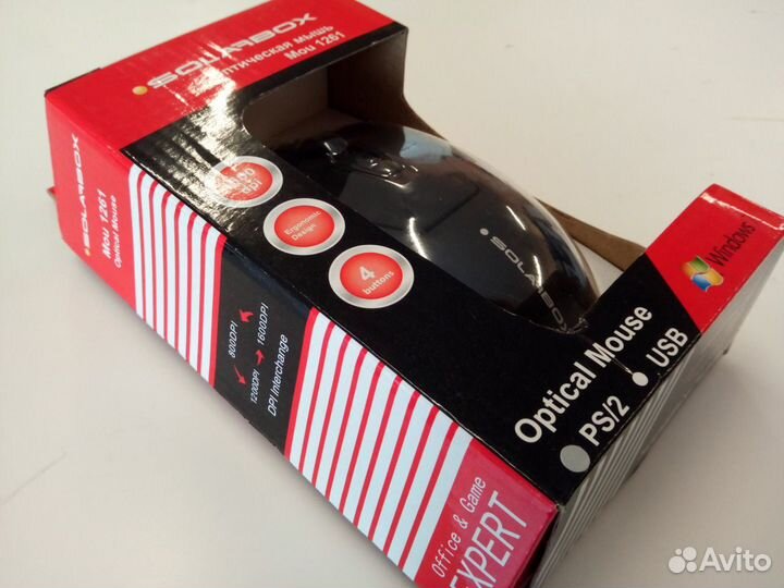 Мыши Solar Box PS2 MOU1261/PS/2/проводная/черная