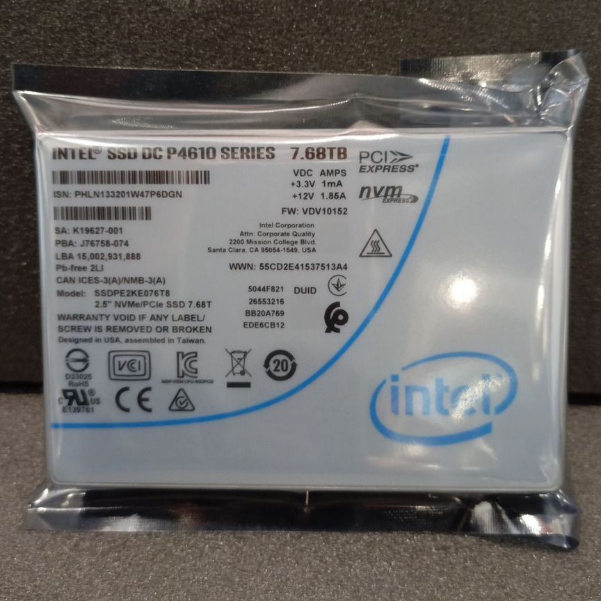 [P4610] Ssd Intel Dc (Ssdpe2ke076t8) 7.6 Тб, 2.5 P4610