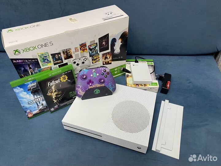 Игровая приставка xbox one s с играми,накопителем