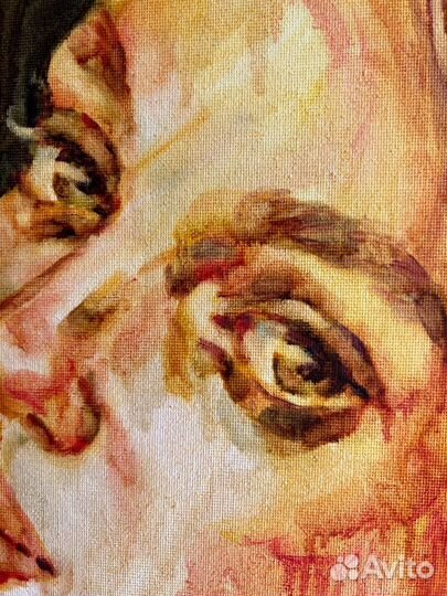 Картина маслом девушка эмоции портрет стильная