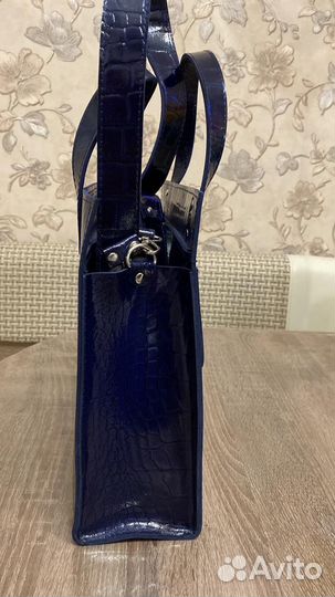 Сумка натуральная кожа синяя