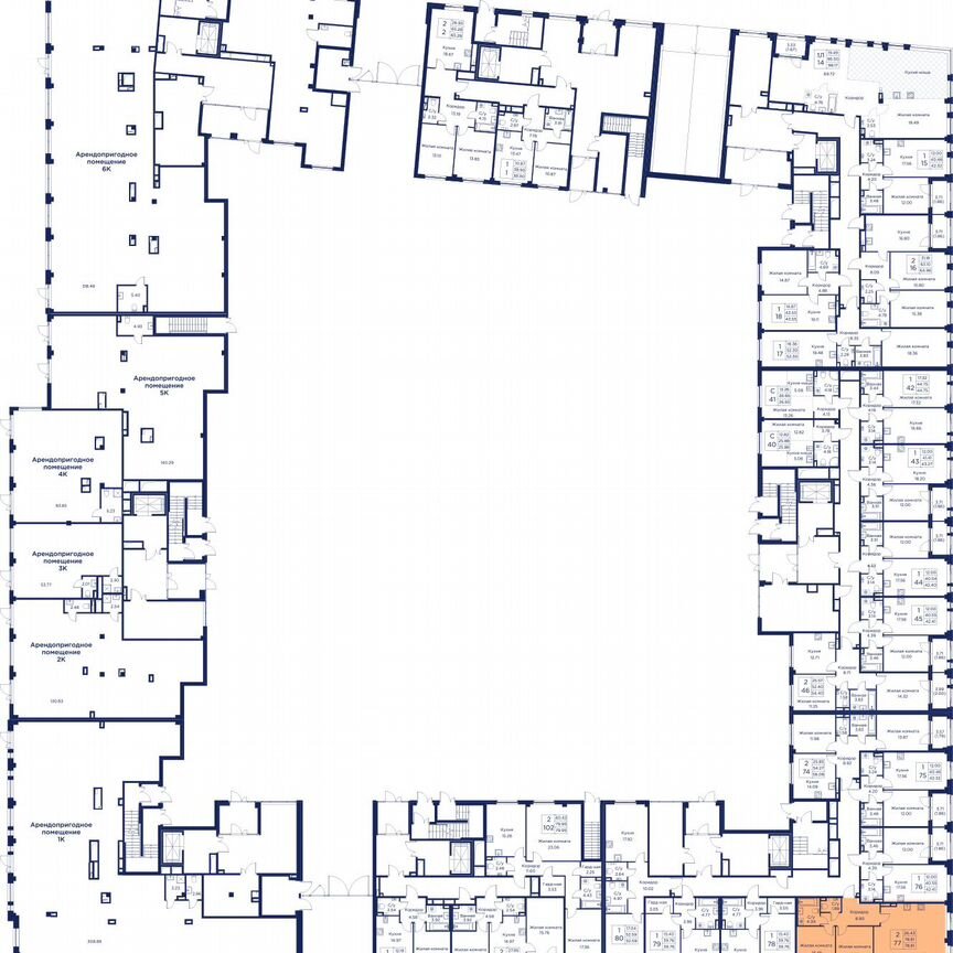 2-к. квартира, 78,6 м², 1/5 эт.