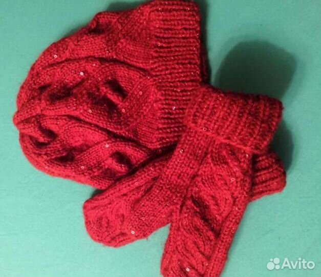 Варежки шапка снуд комплект