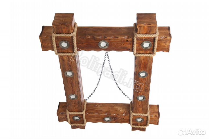 Люстра под старину, из массива сосны