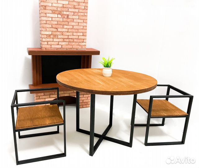 Стол и стулья для Барби из фанеры лофт