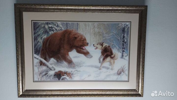 Хозяин тайги картина вышетая крестом 62 на 86