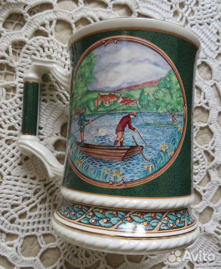 Подарок рыбаку фарфоровая пивная кружка от James S