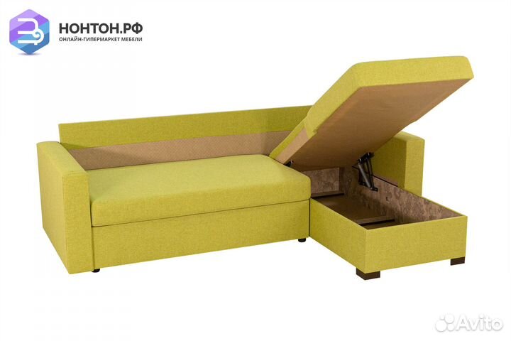 Диван угловой дельфин Джессика оливковый