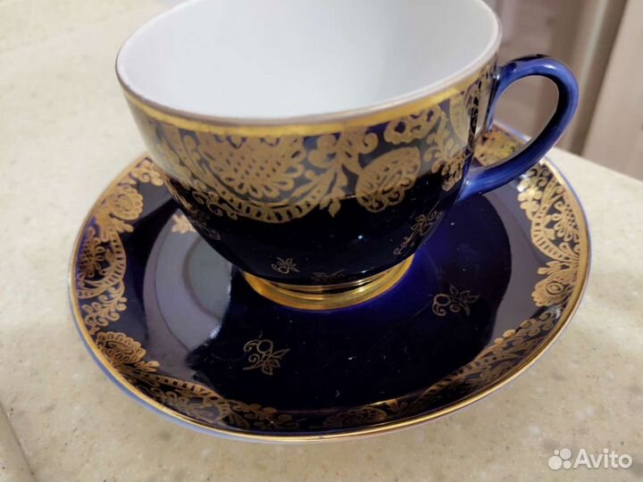 Чайная пара лфз кобальт позолота