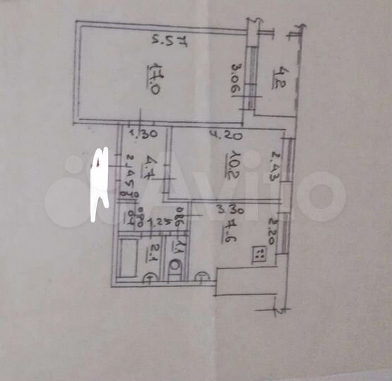 2-к. квартира, 43,1 м², 4/9 эт.