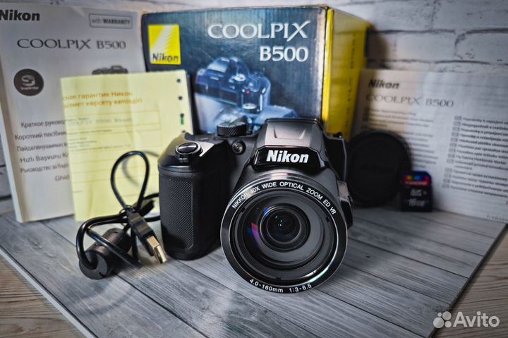 Nikon coolpix b500 + флешка + документы + аксессуа