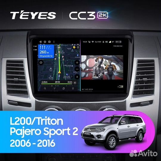 Магнитола для Mitsubishi L200 Teyes CC3 2k 4/64