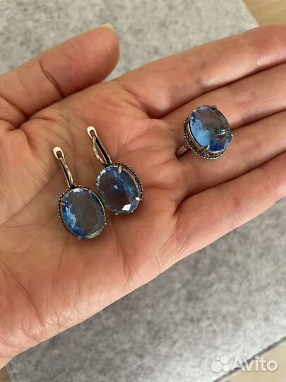 Серьги и кольцо серебро