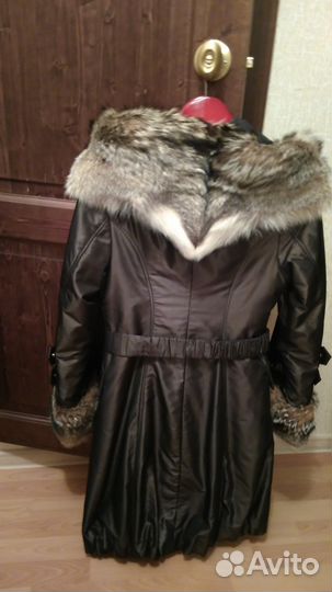 Парка новая 2 в 1 на кролике отделка волк