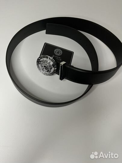 Мужской кожаный ремень черный Versace