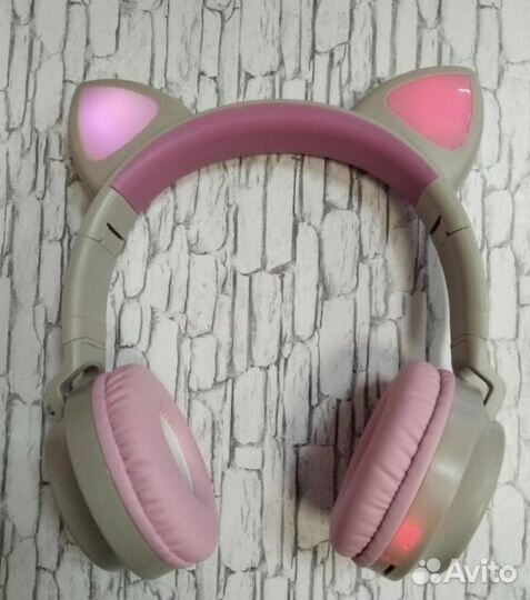 Блютуз наушники с ушками (розовые)