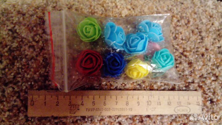 Набор мини цветов розочек из ткани