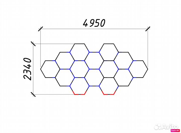 Светильник соты / 2340х4950мм / 520w