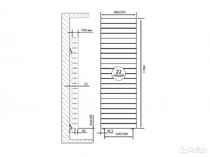 Биметаллический секционный радиатор отопления Roya