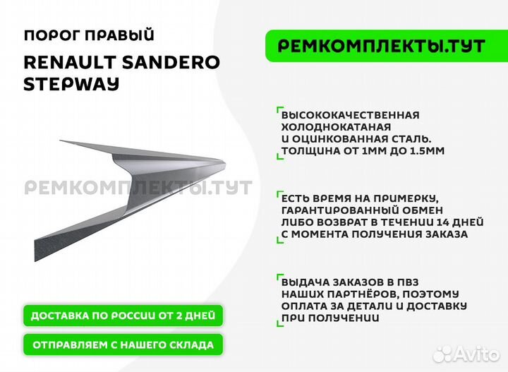 Порог правый Renault Sandero Stepway