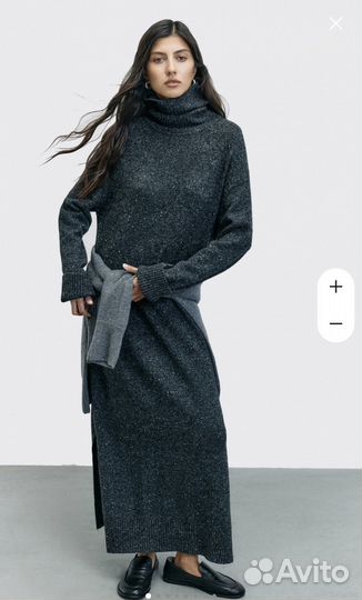 Вязаное платье миди Idol серое