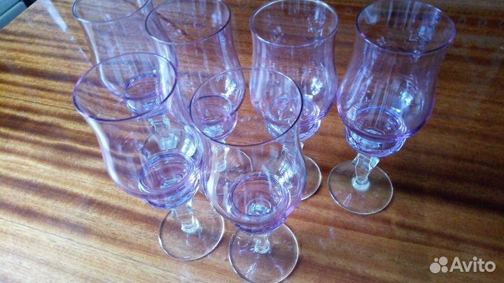 Бокал фужер СССР марганцевое стекло винтаж 6 штук