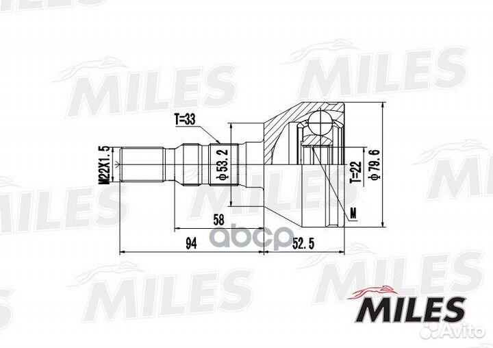 Шрус opel astra/zafira 1.4/1.6 04- нар. ga20353