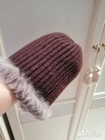 Шапка норковая вязаная женская