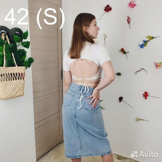 Топ в рубчик с завязками Camelia