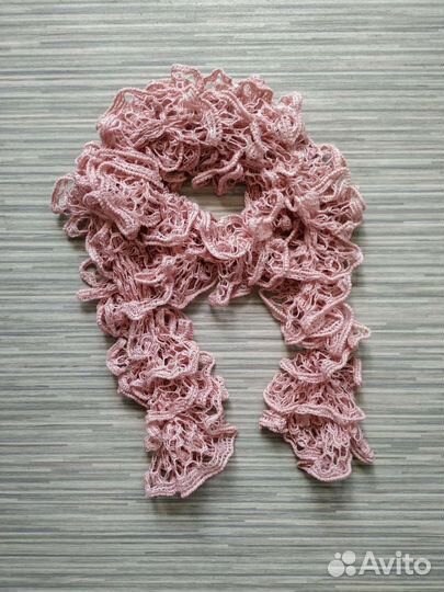 Шарфик женский розовый ажурный