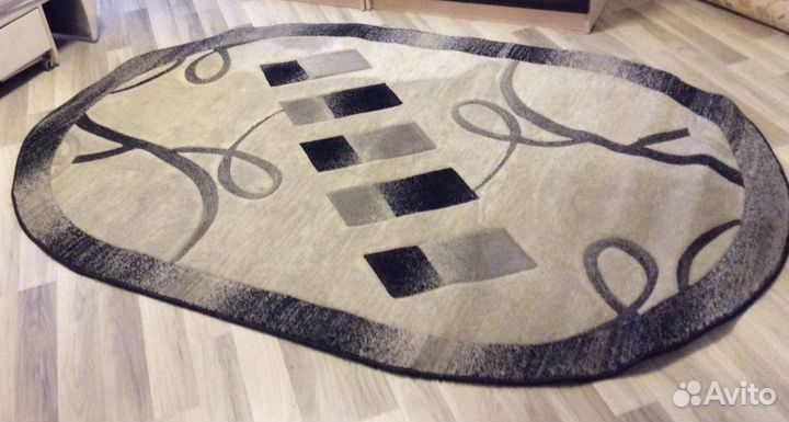 Ковер овальный 2.30х1.50 светло-серый- черный