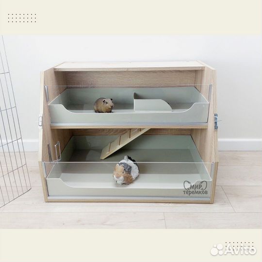 Клетка для морских свинок 80х50х60 см,сонома,скос3