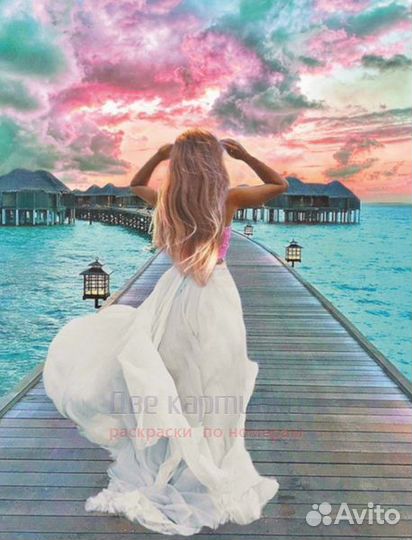 Алмазная мозаика 40x50 Нежная девушка на Мальдивах