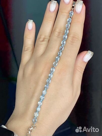 Голубой топаз,браслет,21 см