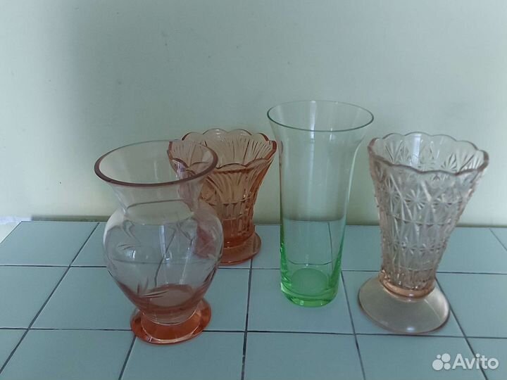 Вазы, вазочки. Цветное стекло СССР