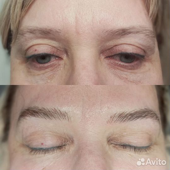 Брови волосковая техника