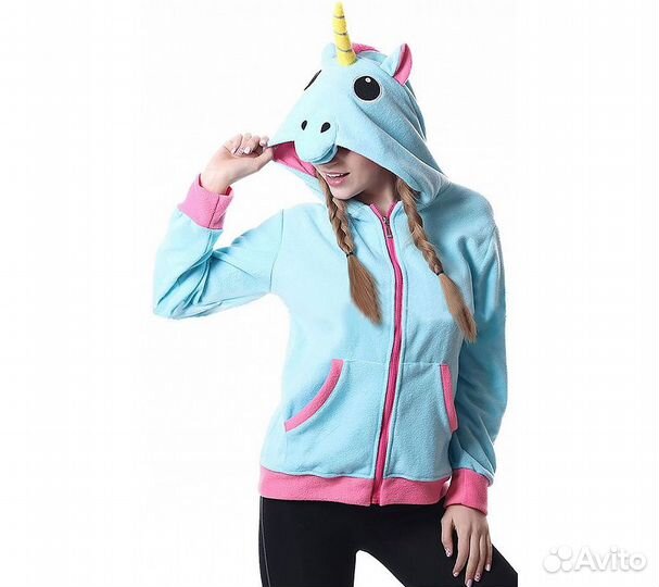 Толстовка Кигуруми FunFur Единорог Пегас Голубой M