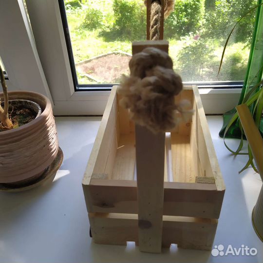 Деревянный ящик-корзина для цветов, интерьера