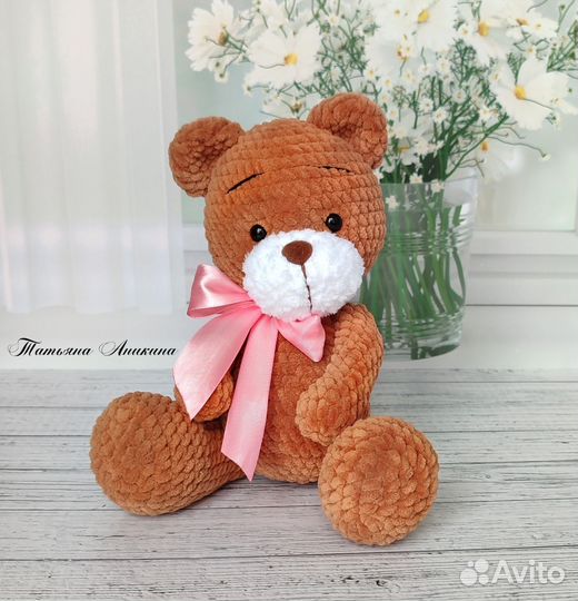 Медвежонок ручной работы вязаный крючком