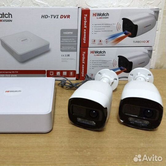 Комплект видеонаблюдения с защитой территории