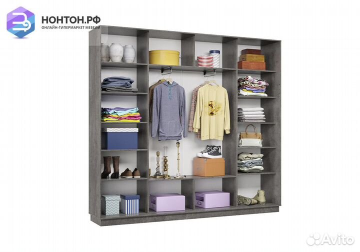 Шкаф-купе трёхдверный Асель с 1 зеркалом бетон