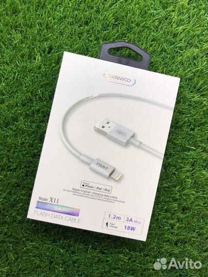 Кабель Lightning USB 1.2m 3A 18W быстрая зарядка