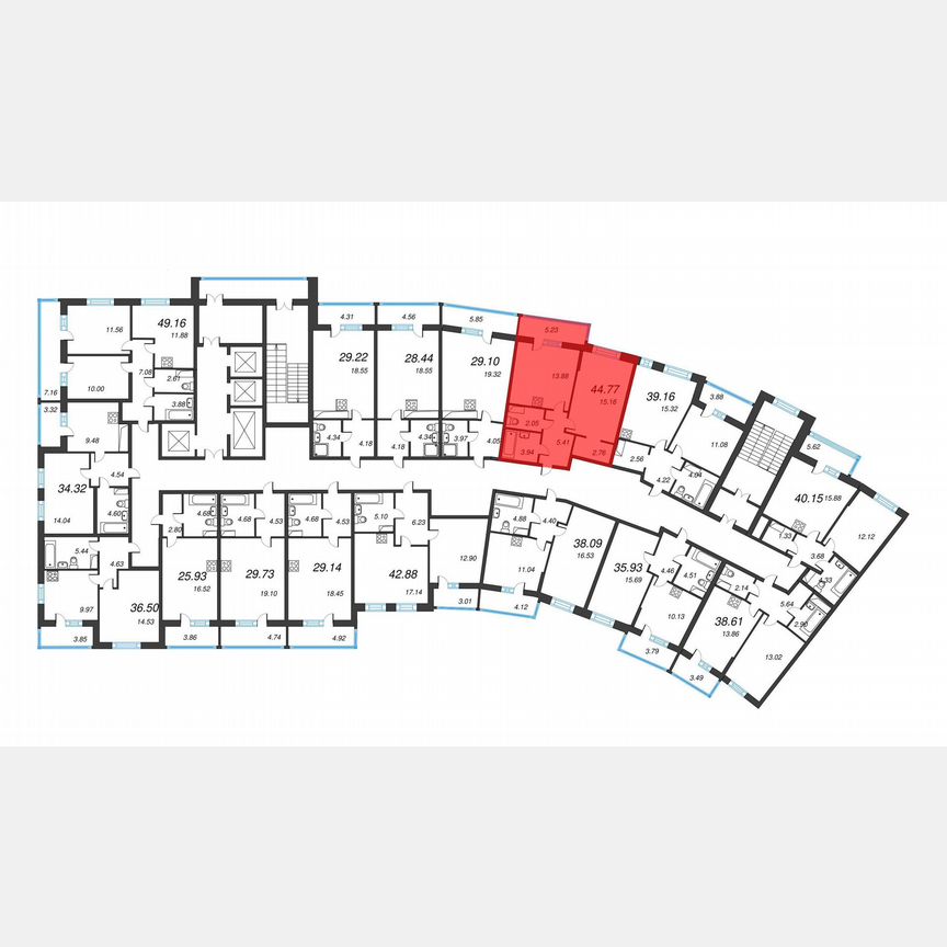 1-к. квартира, 48,4 м², 3/22 эт.