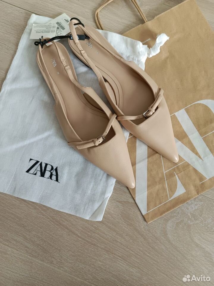 Новые/Zara/37/38/Слингбэки/Балетки/Кожа