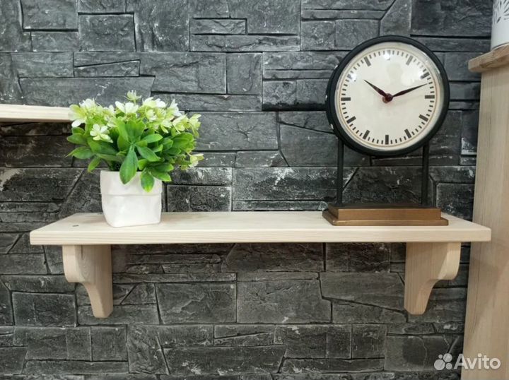 Полка настенная деревянная для цветов, книг 60 см