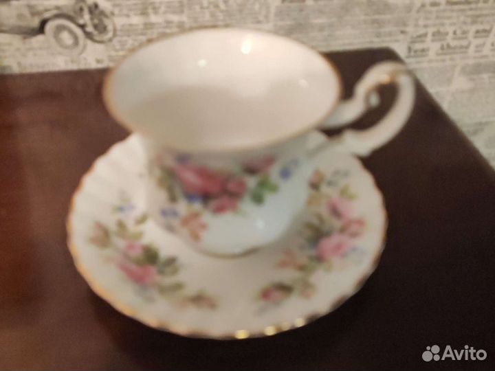 Кофейная тройка Royal Albert Moss rose