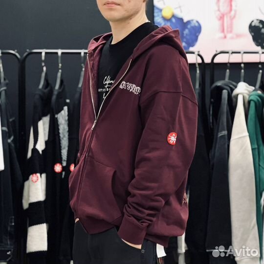 Зип худи cavempt бордовое оверсайз