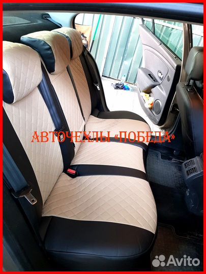 Чехлы Volkswagen Polo 5 Hb из экокожи чёрно-бежевы